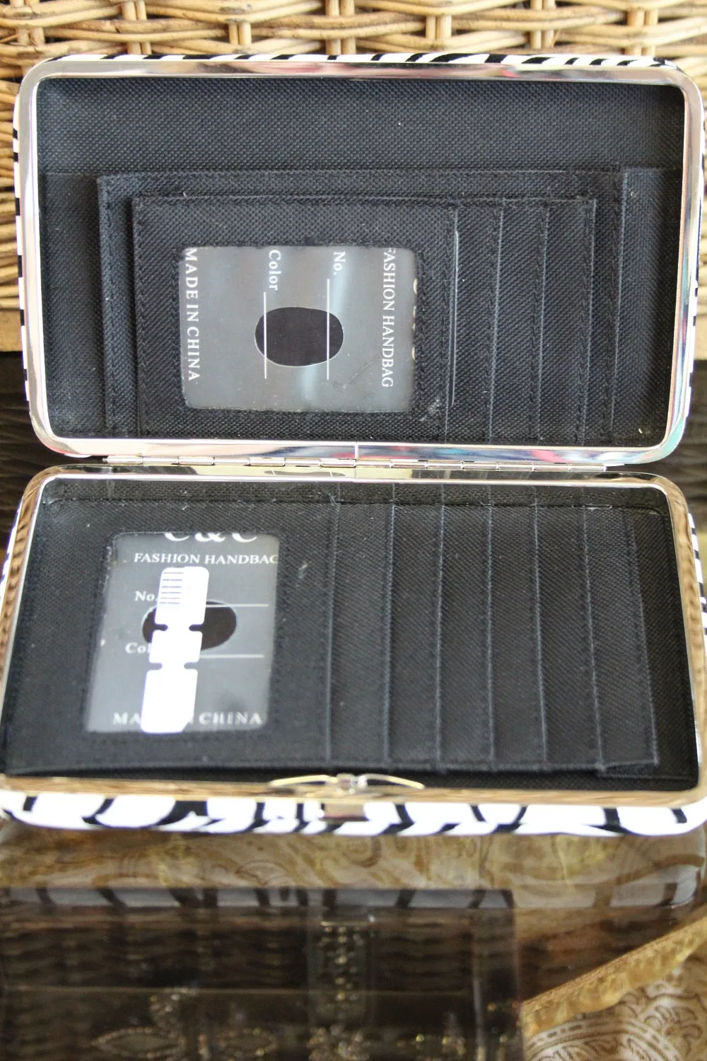 ADO | Bling Cross Zebra Print Clutch Wallet