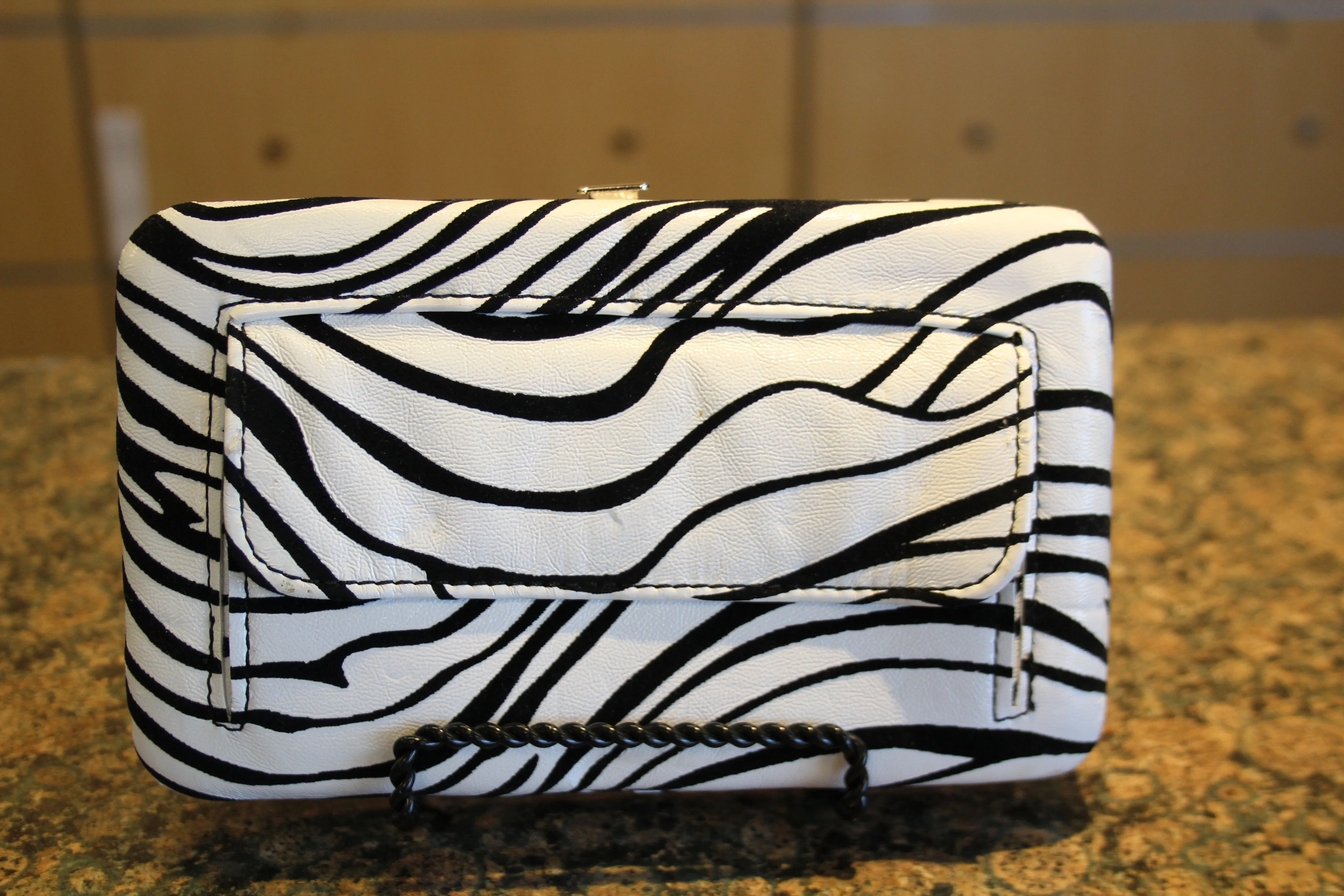 ADO | Bling Cross Zebra Print Clutch Wallet