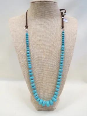 ADO | Turquoise Beads Leather Strap Necklace