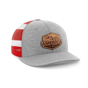 America Mount Rushmore Leather Patch Hat