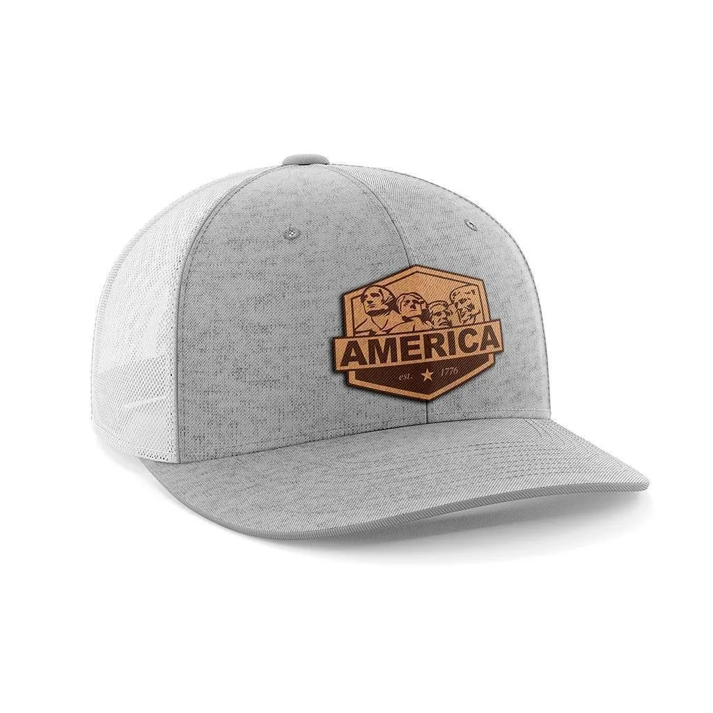 America Mount Rushmore Leather Patch Hat
