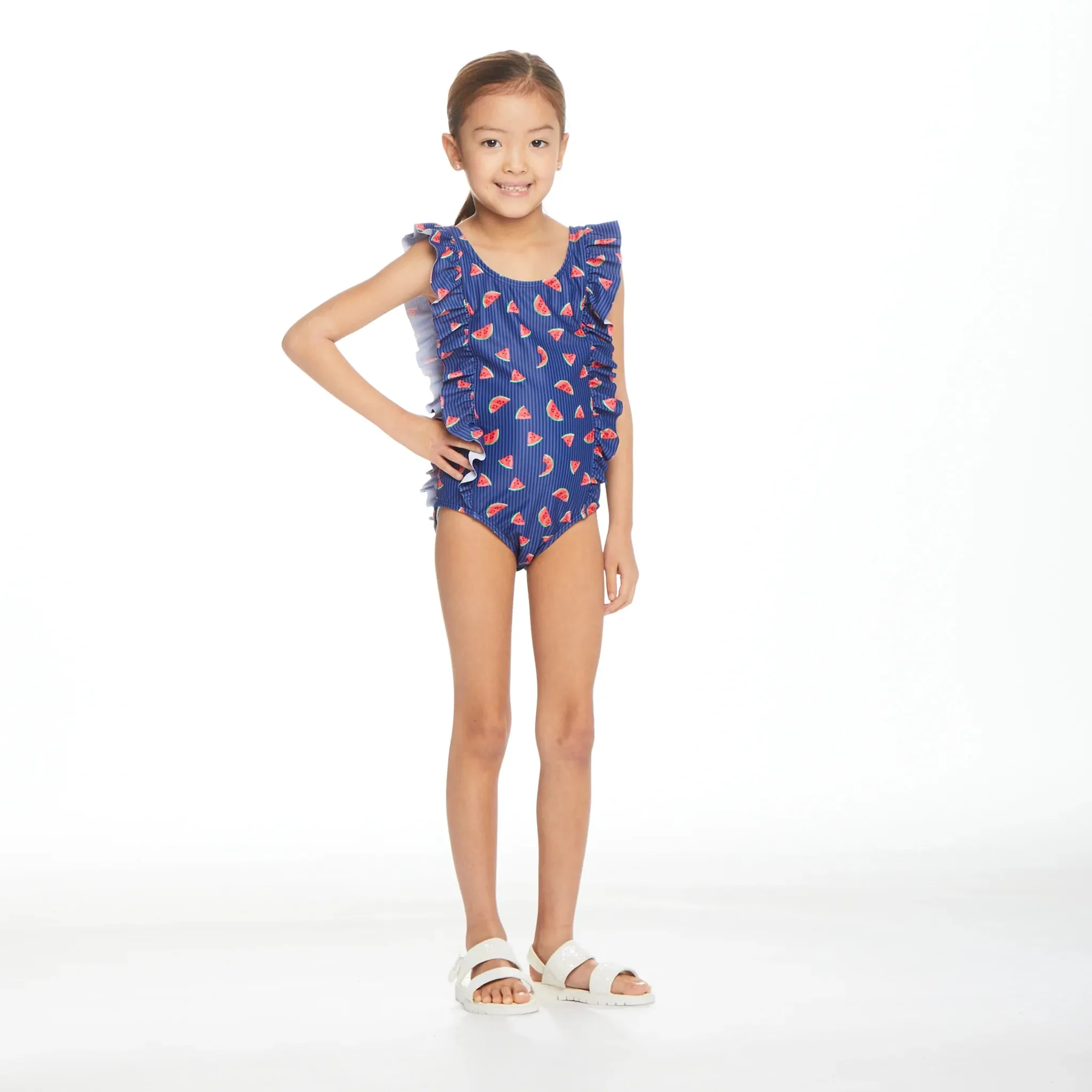 Andy & Evan UPF 50  Navy Watermelon Print One-Piece Swim Suit