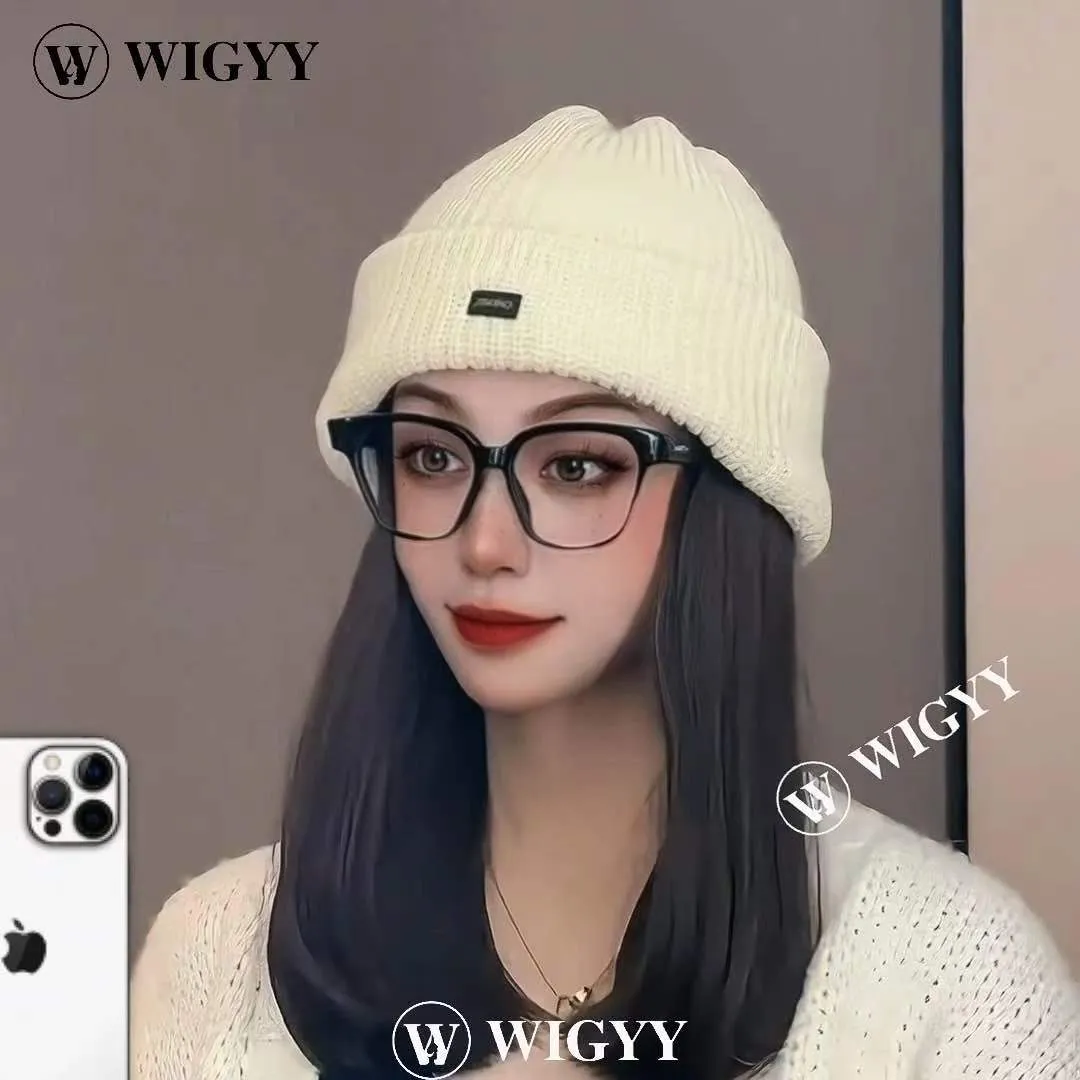 Beanie Hats for Women with Hair Wig Attached Winter Hats Knit Cap