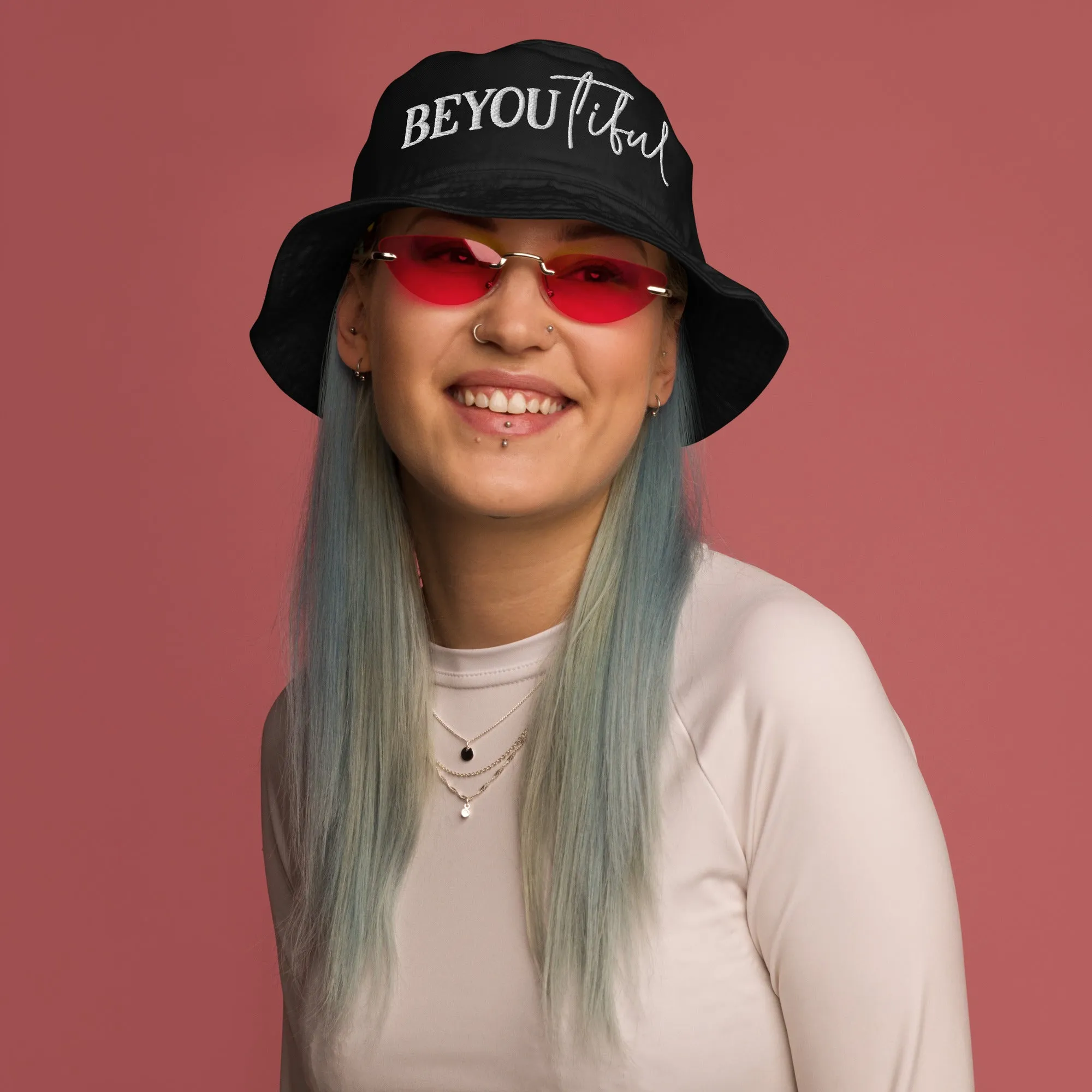 BeYOUtiful, Organic Bucket Hat (Dark), Embroidered