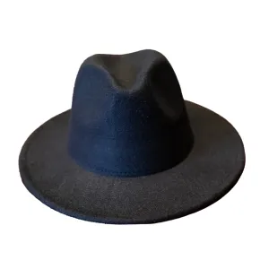 Black Fedora Hat With Contrasting Tan Lining
