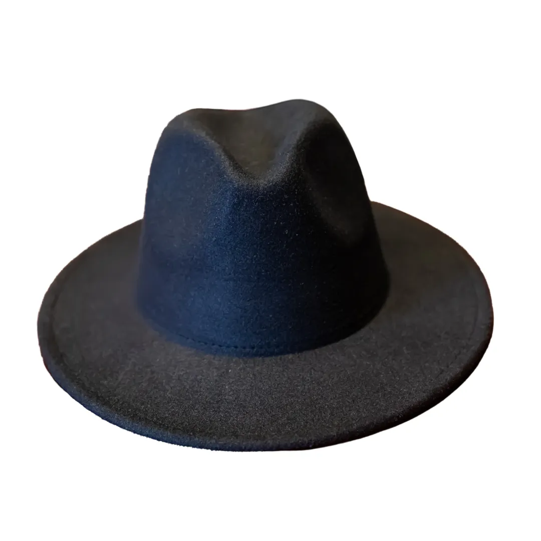 Black Fedora Hat With Contrasting Tan Lining