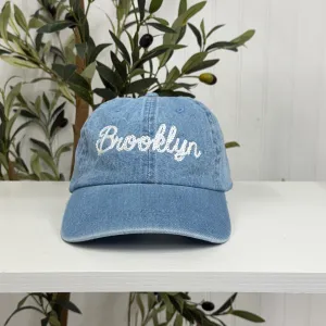 Brooklyn Chain Stitch Embroidered Baseball Hat 🧢🌆