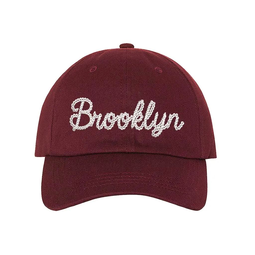 Brooklyn Chain Stitch Embroidered Baseball Hat 🧢🌆