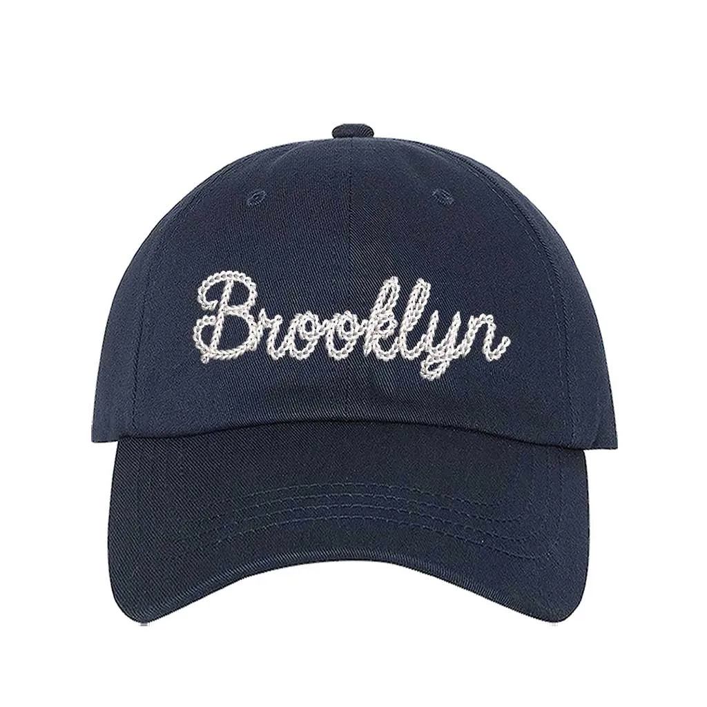 Brooklyn Chain Stitch Embroidered Baseball Hat 🧢🌆