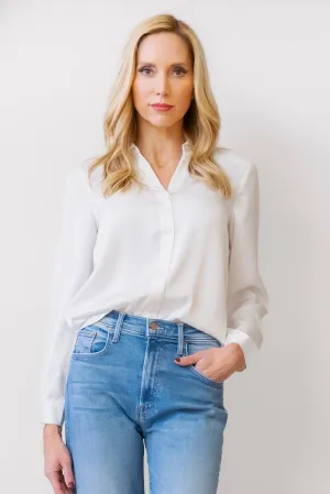 CURRENT AIR White Satin Blouse