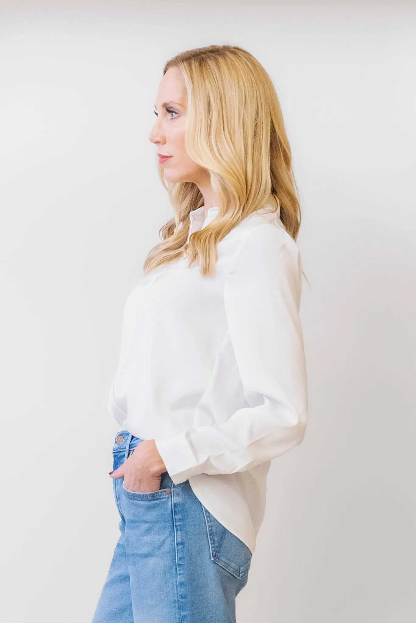 CURRENT AIR White Satin Blouse