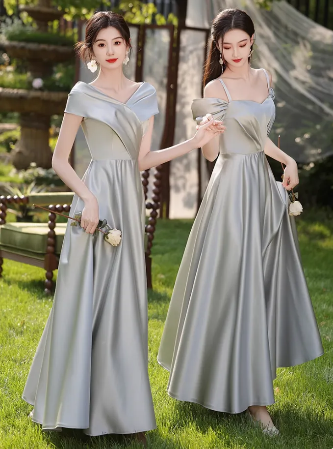 Elegant Satin A-line Long Prom Dresses Bridesmaid Dress Online ,WGP1669