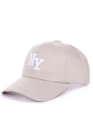 Embroidered 'NY' Ash Mocha Baseball Cap