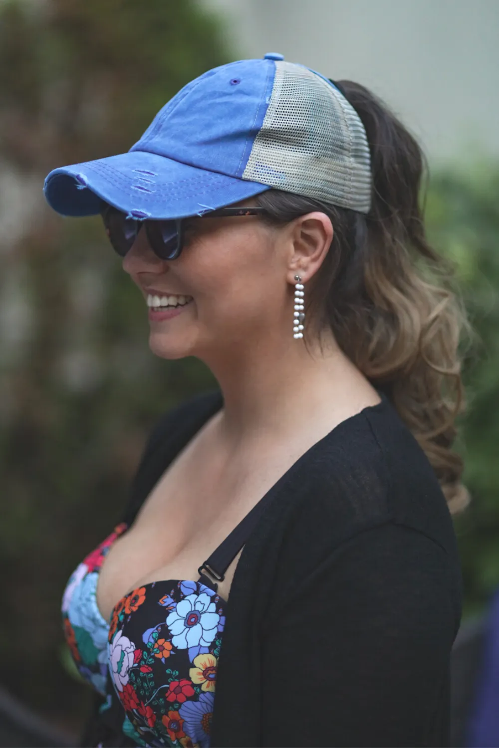 Hat, Ponytail Baseball Cap - Blue