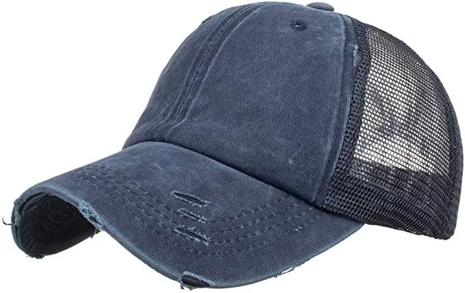 Hat, Ponytail Baseball Cap - Navy