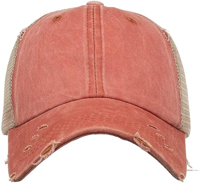 Hat, Ponytail Baseball Cap - Orange