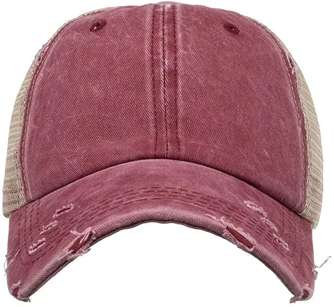 Hat, Ponytail Baseball Cap - Red