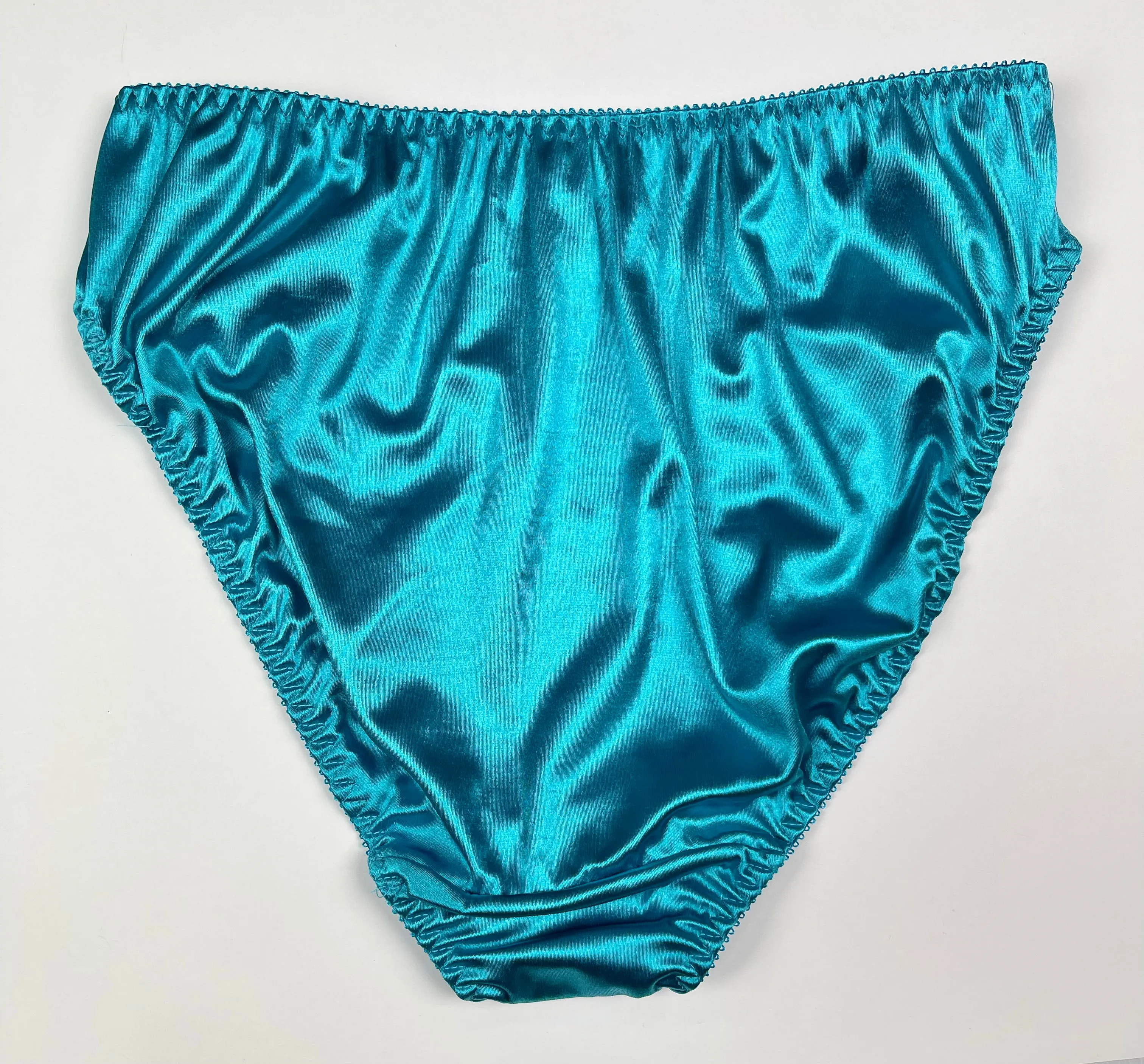 High Leg Satin Panty Mesh Accents