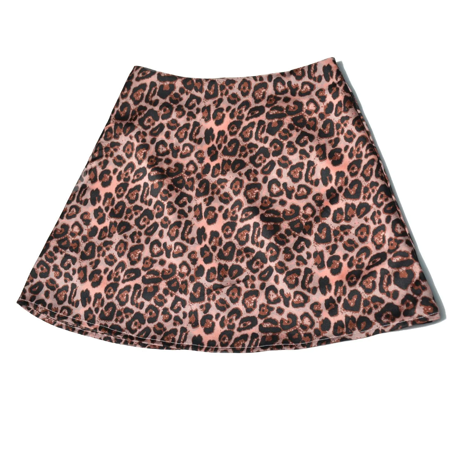 High Waist Mini Skirt with Casual Ditsy Floral Print in Satin Fabric