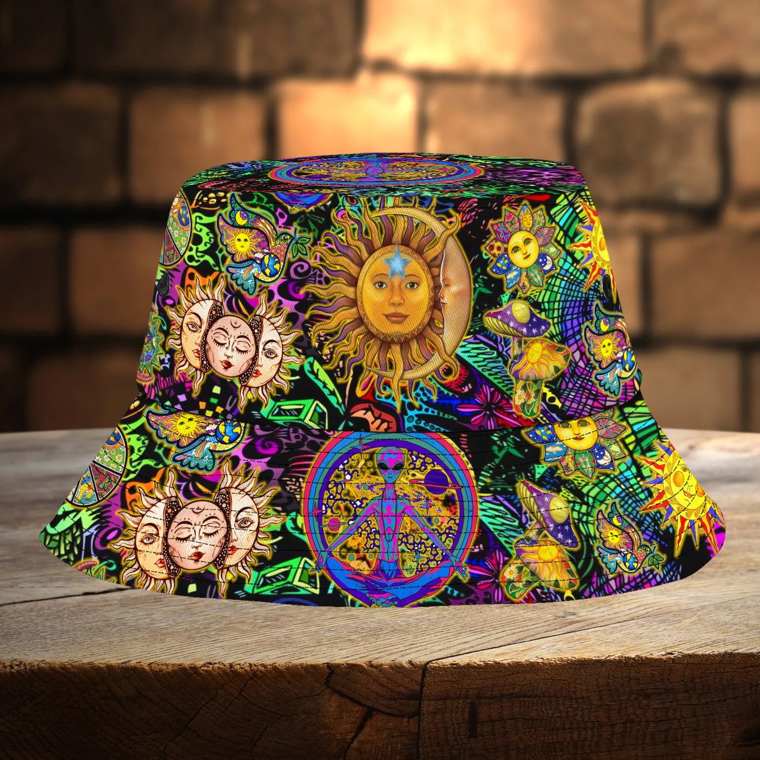 Hippie Moon And Sun - Custom Bucket Hat 3