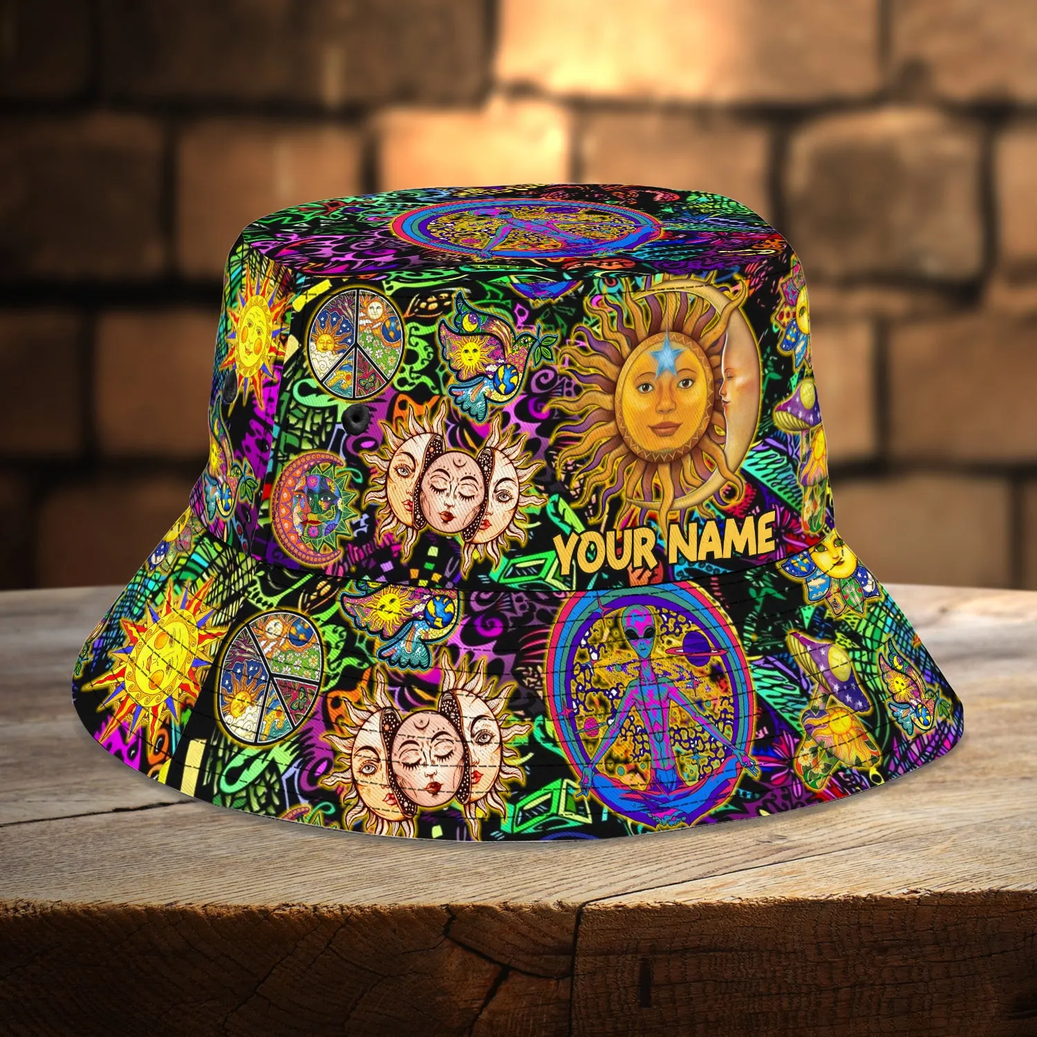 Hippie Moon And Sun - Custom Bucket Hat 3