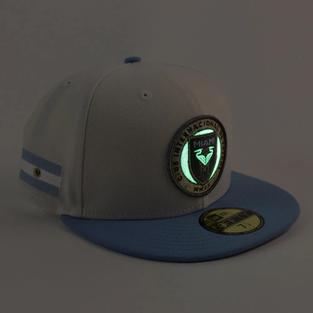Inter Miami CF Argentina Flag New Era 59Fifty Fitted Hat (Chrome White Sky Blue Gray Under Brim)