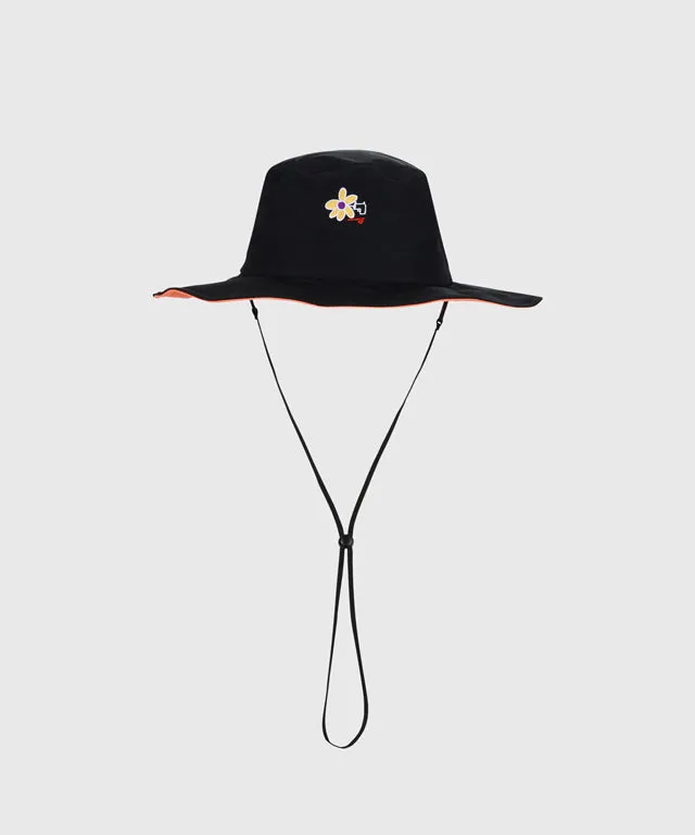 KANDINI String Wide Bucket Hat - Black