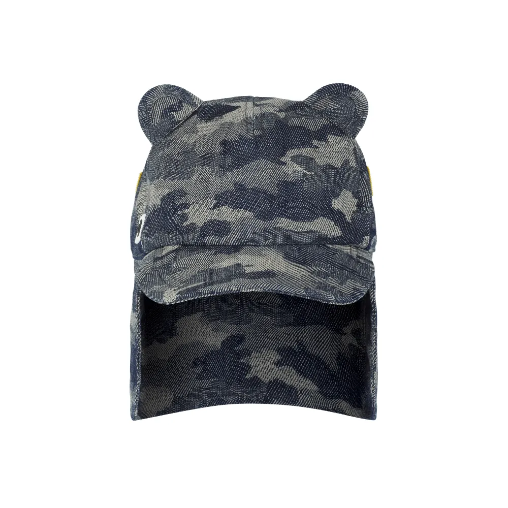 Kids Cub hat with neck flap: Denim Camo