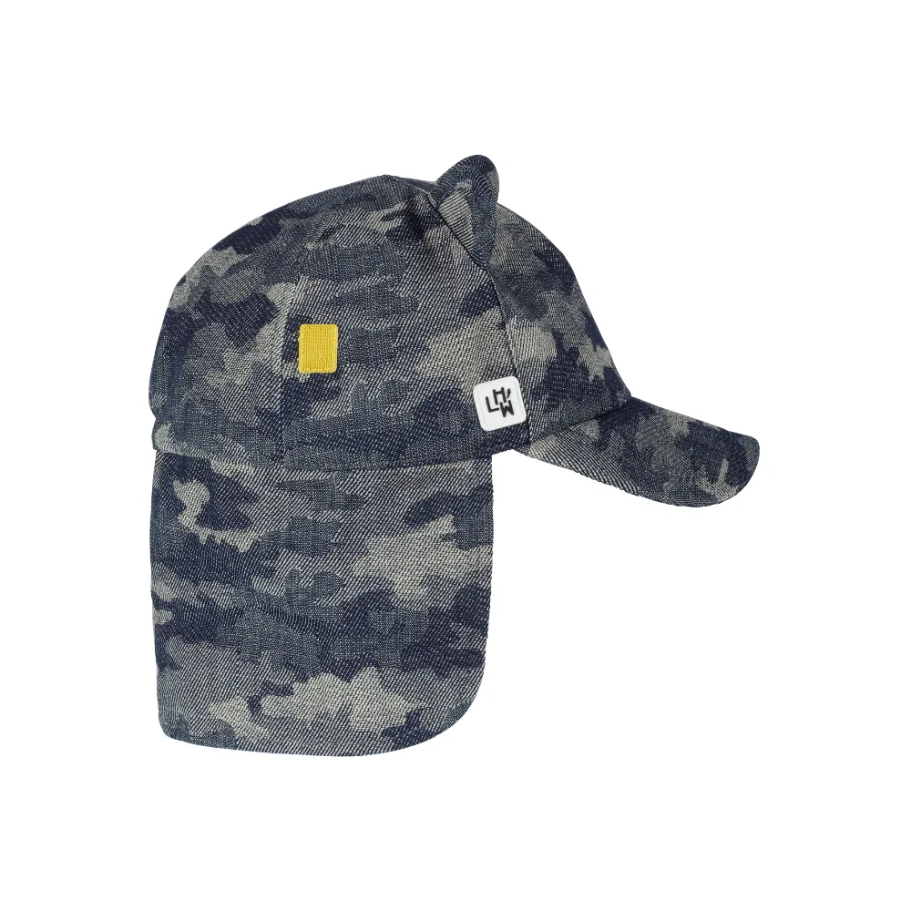 Kids Cub hat with neck flap: Denim Camo