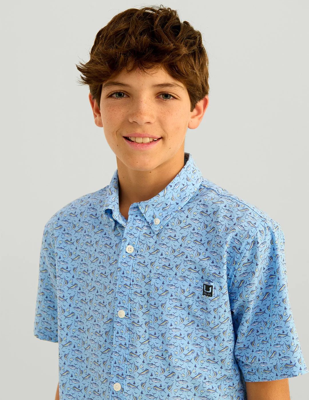 Kids Kona Printed Short Sleeve Button-Down