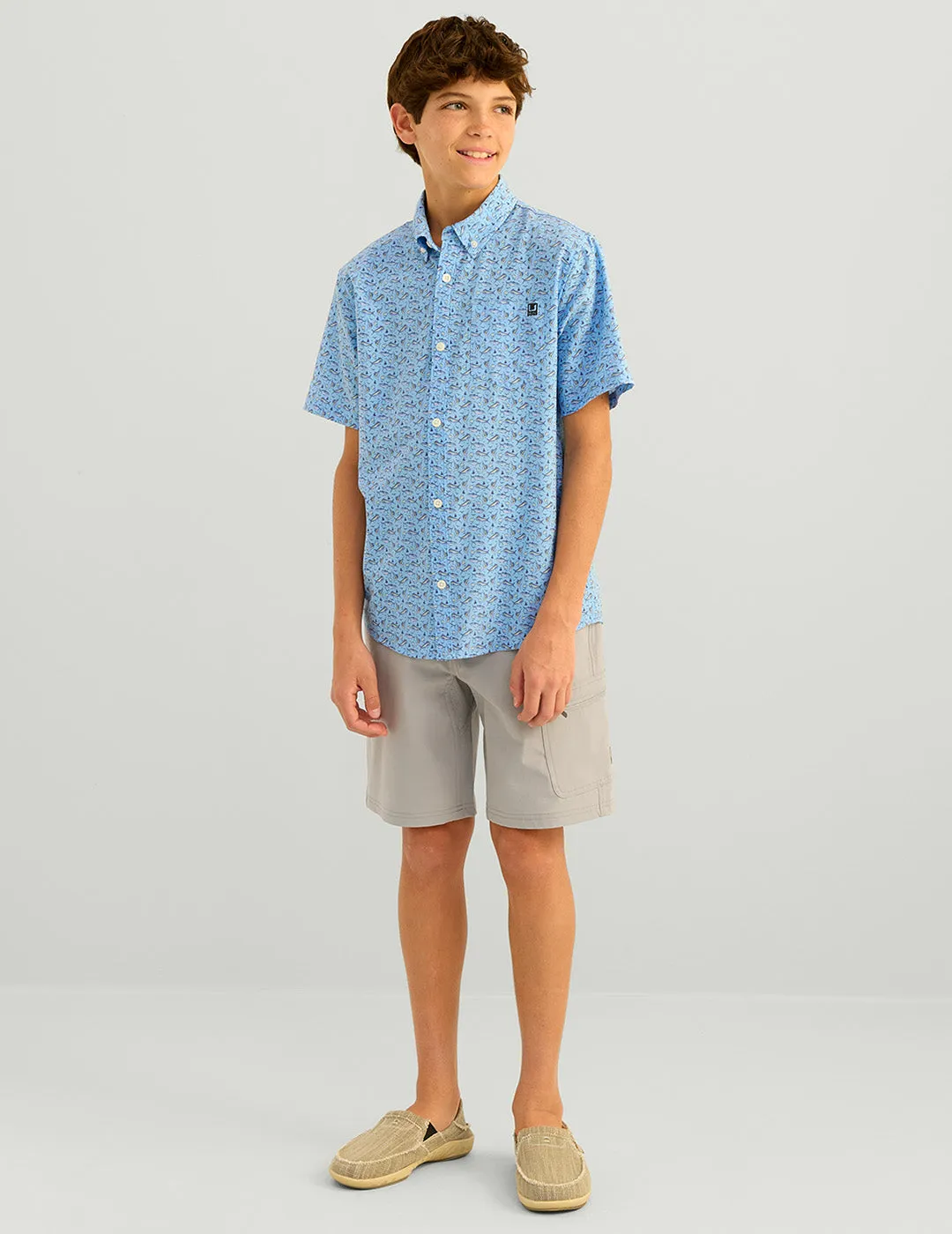 Kids Kona Printed Short Sleeve Button-Down