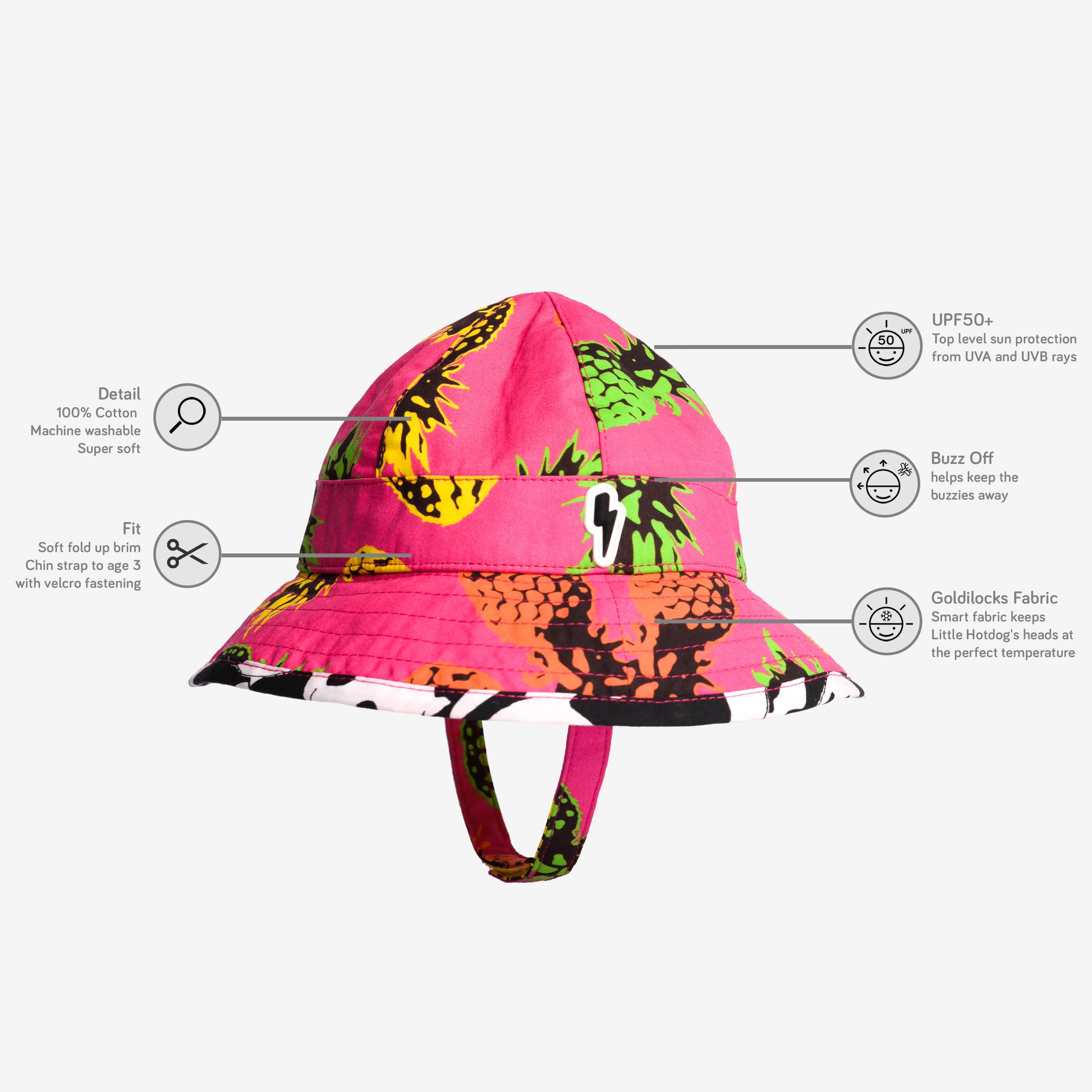 Kids Pioneer Floppy Sun Hat: Pineapple Punch