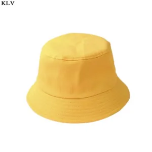 Korean Adult Kids Summer Foldable Bucket Hat Solid Color Hip Hop