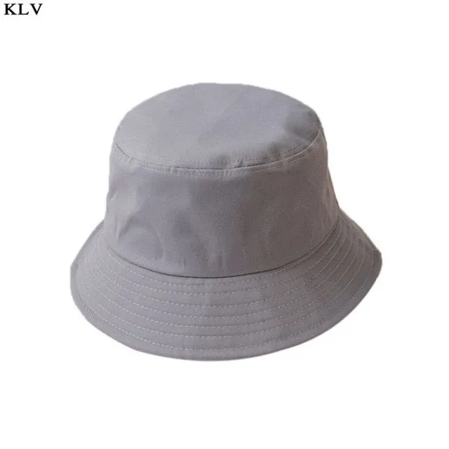 Korean Adult Kids Summer Foldable Bucket Hat Solid Color Hip Hop