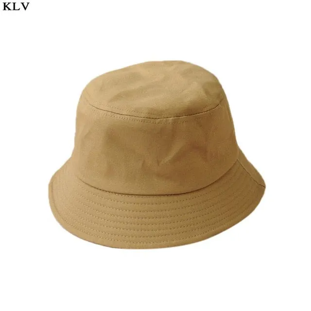 Korean Adult Kids Summer Foldable Bucket Hat Solid Color Hip Hop
