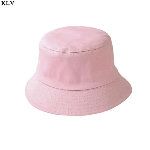 Korean Adult Kids Summer Foldable Bucket Hat Solid Color Hip Hop