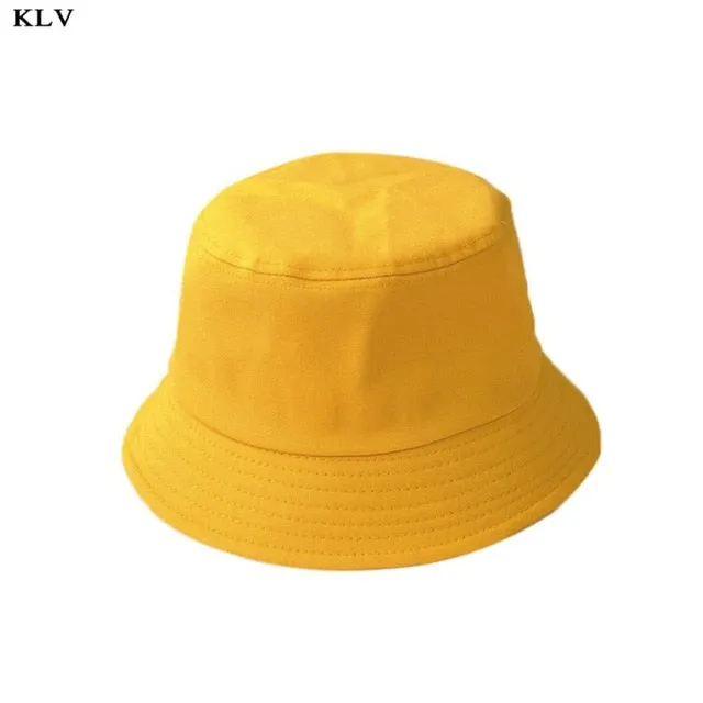 Korean Adult Kids Summer Foldable Bucket Hat Solid Color Hip Hop