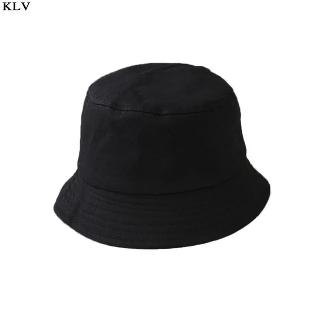 Korean Adult Kids Summer Foldable Bucket Hat Solid Color Hip Hop