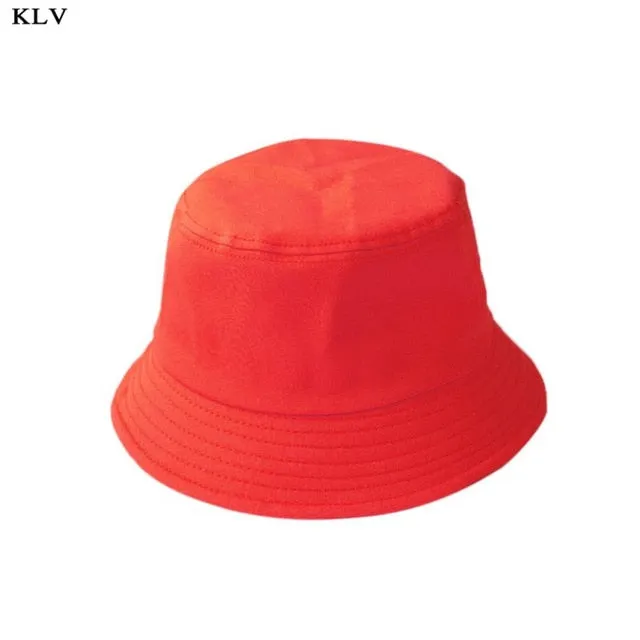 Korean Adult Kids Summer Foldable Bucket Hat Solid Color Hip Hop