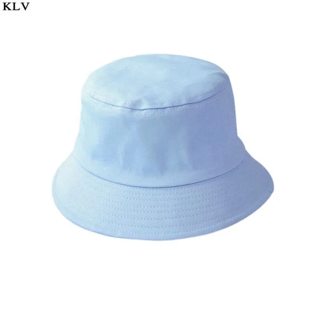 Korean Adult Kids Summer Foldable Bucket Hat Solid Color Hip Hop