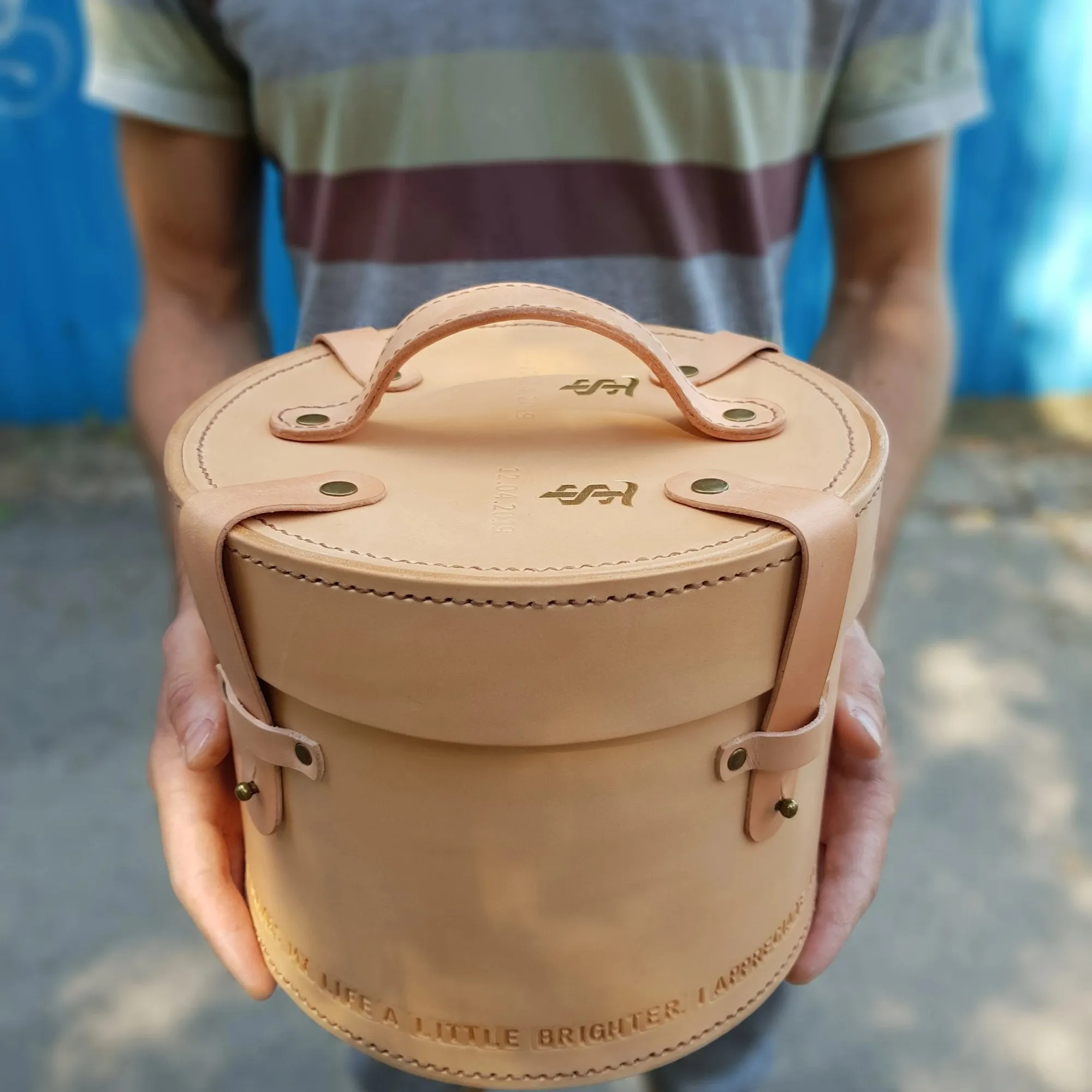 LEATHER HAT BOX / HANDMADE STORAGE BOX
