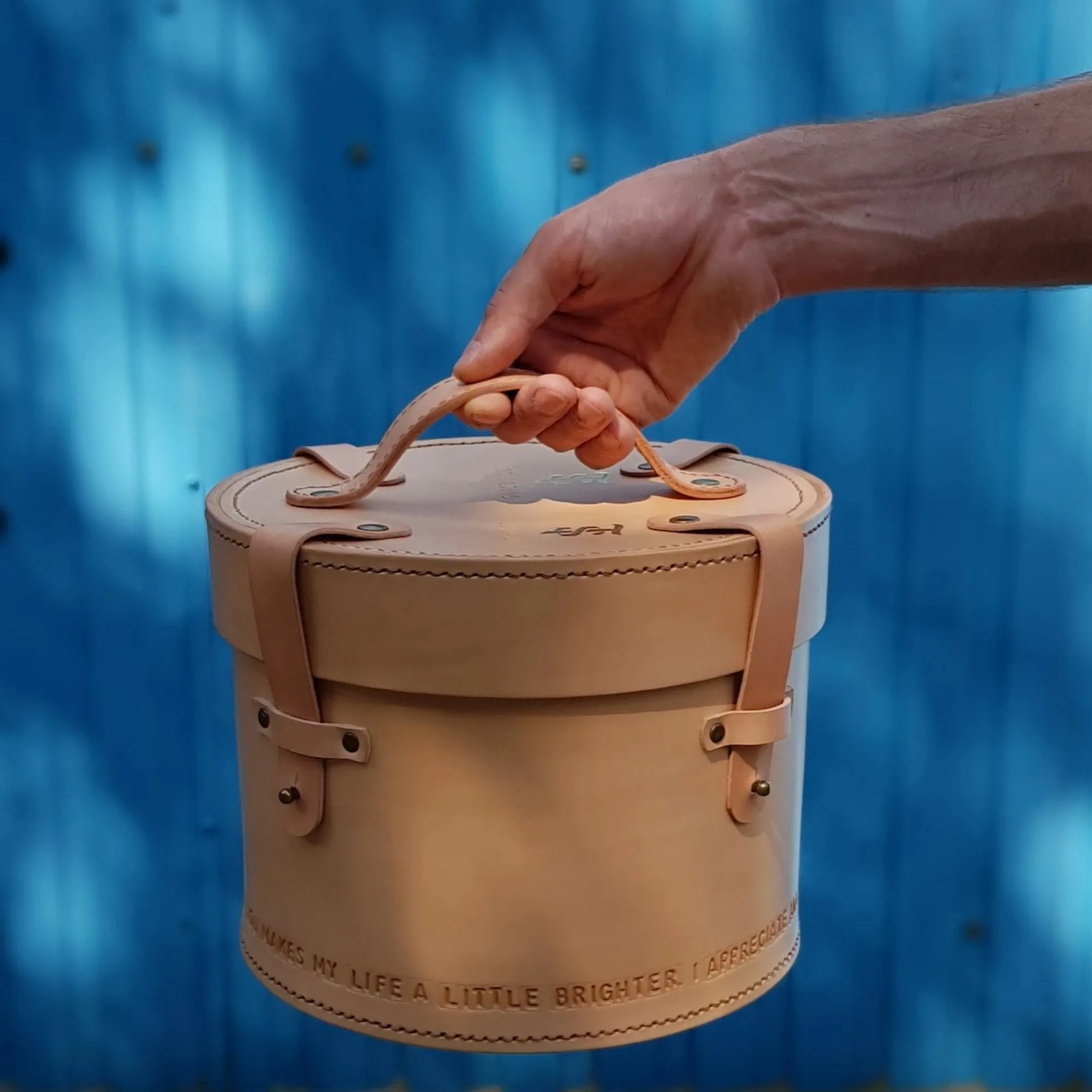 LEATHER HAT BOX / HANDMADE STORAGE BOX