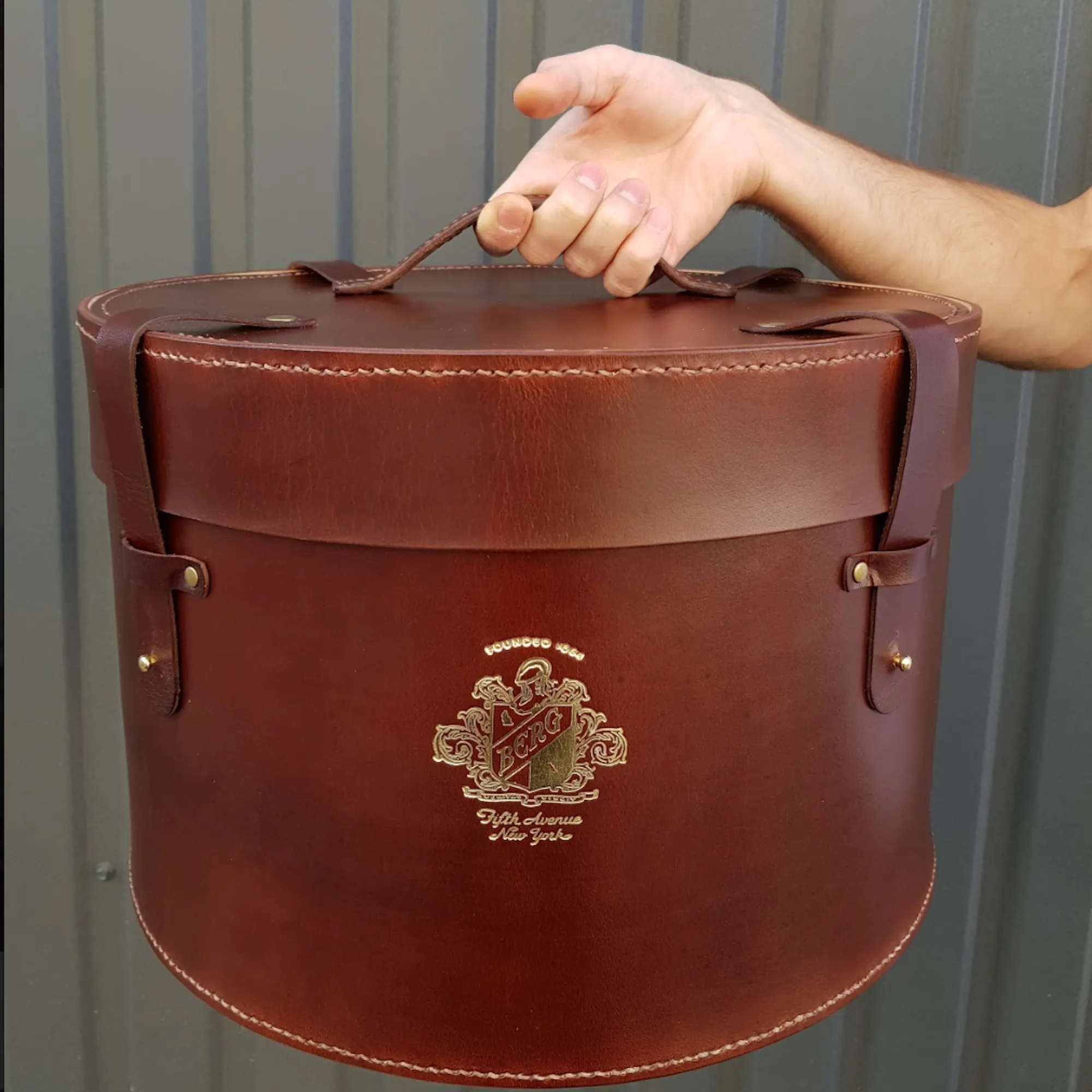 LEATHER HAT BOX / HANDMADE STORAGE BOX