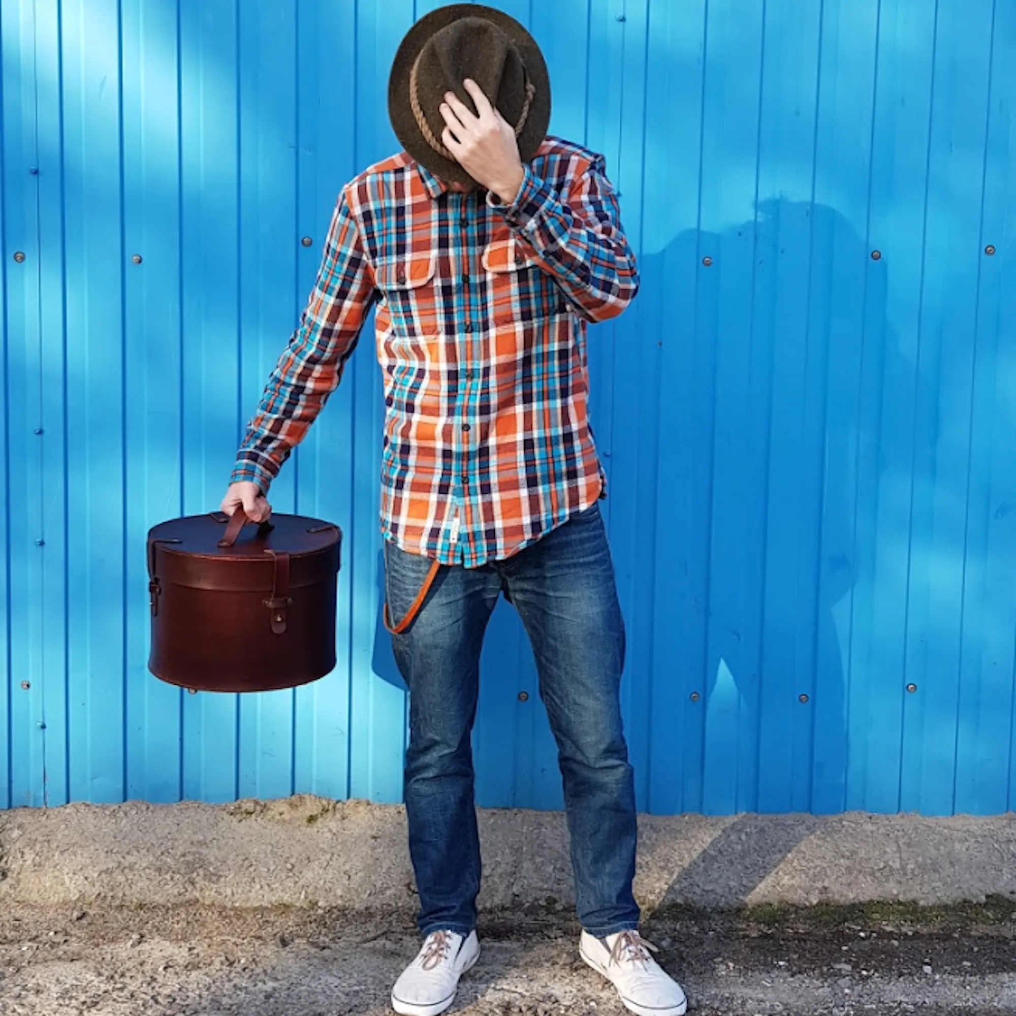 LEATHER HAT BOX / HANDMADE STORAGE BOX