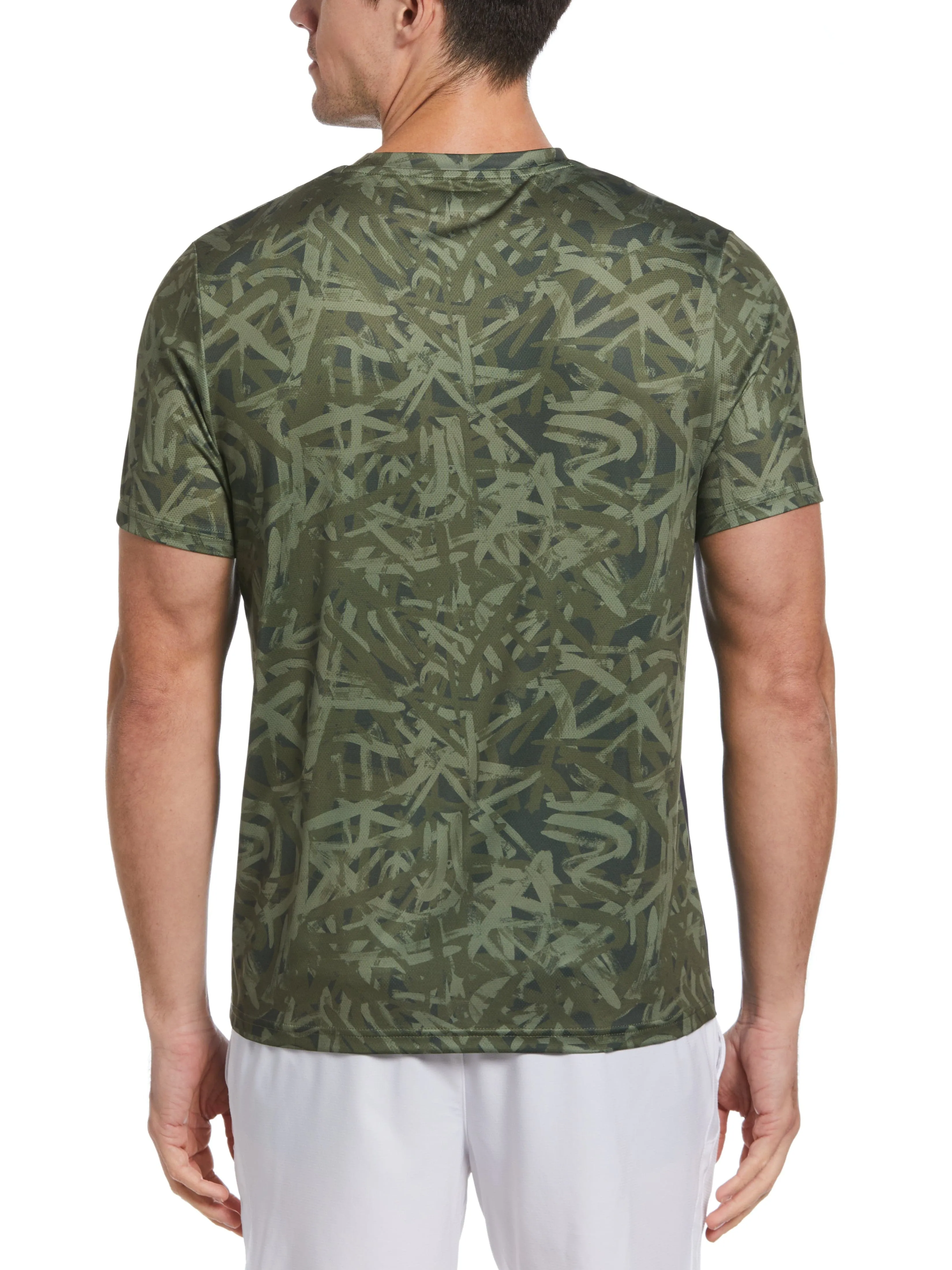 Men's Graffiti Print Block Tennis Crew