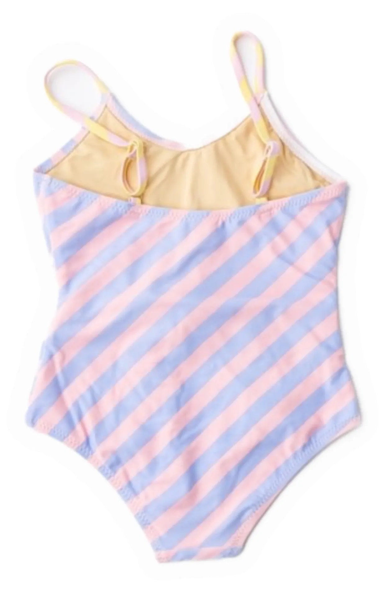 Pastel Stripe 1PC Faux Wrap Swimsuit