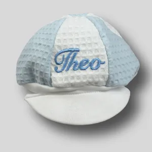 Personalised Baby Baker Hat - White & Blue