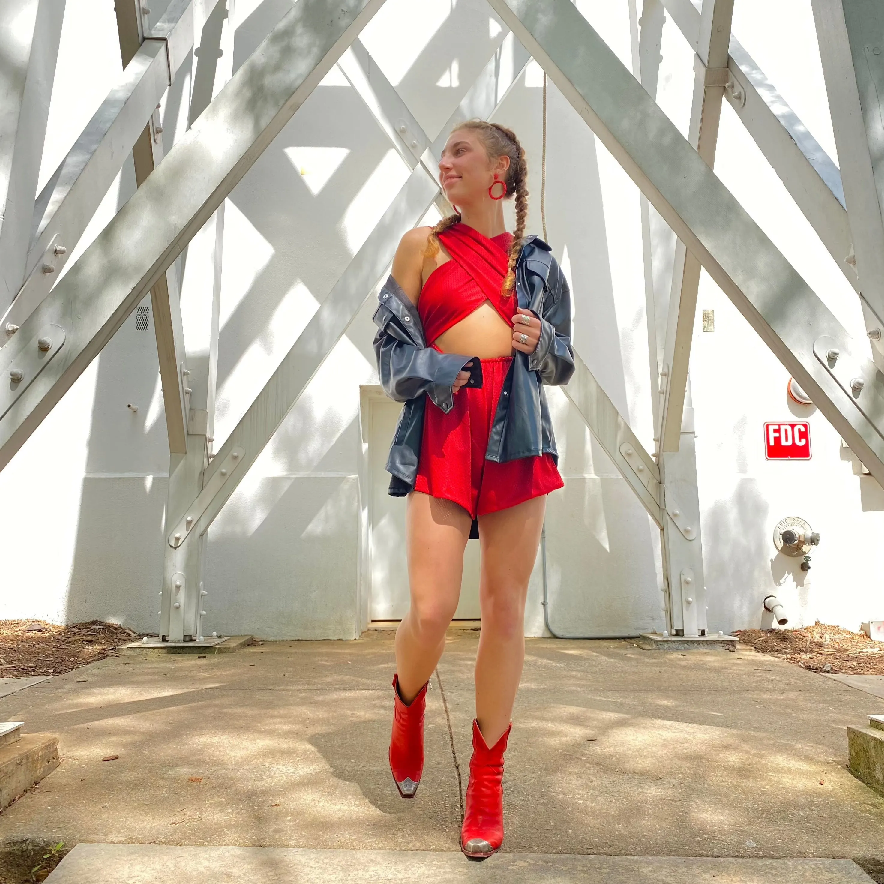 Red & Black Reversible Romper