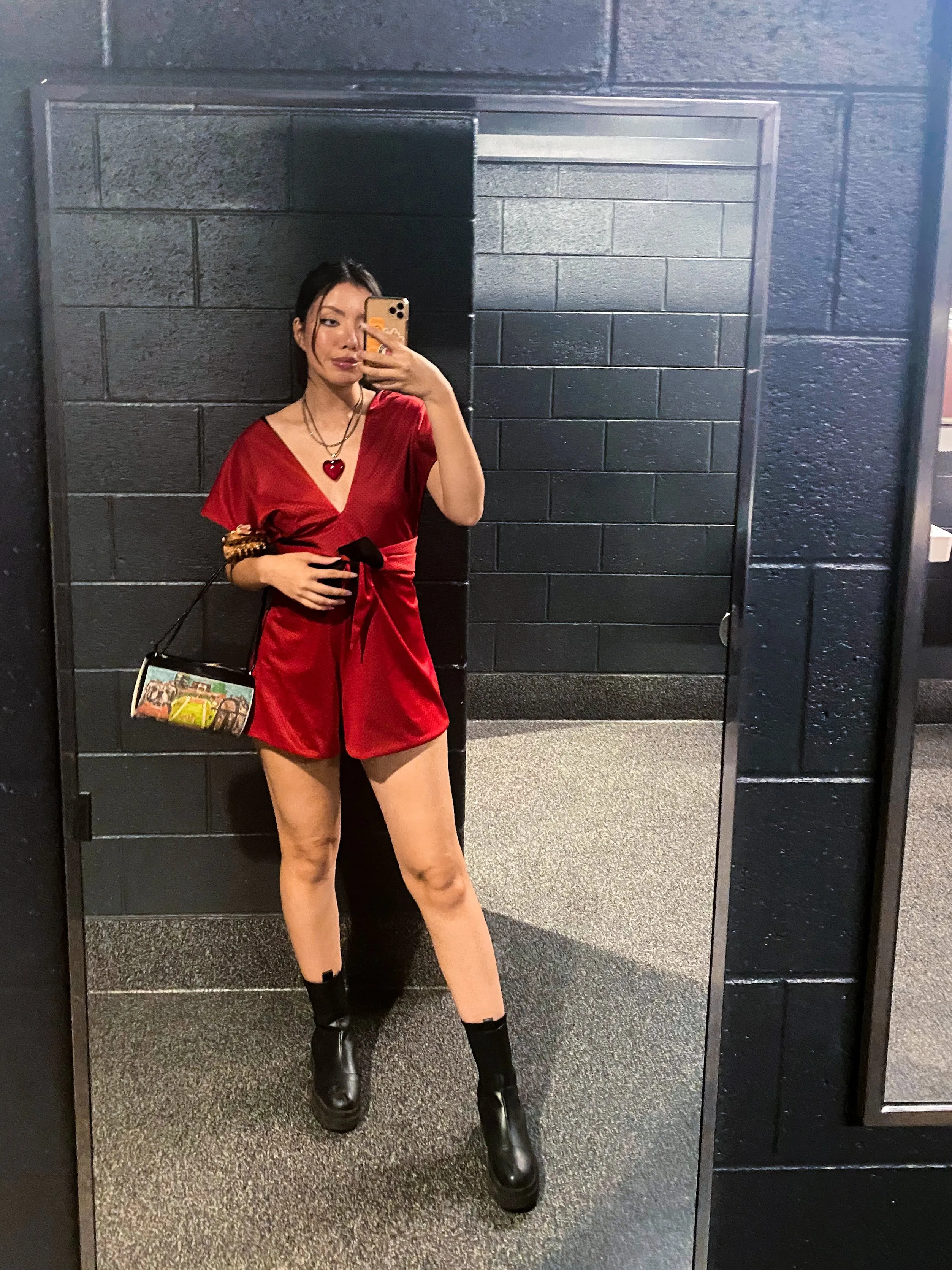Red & Black Reversible Romper
