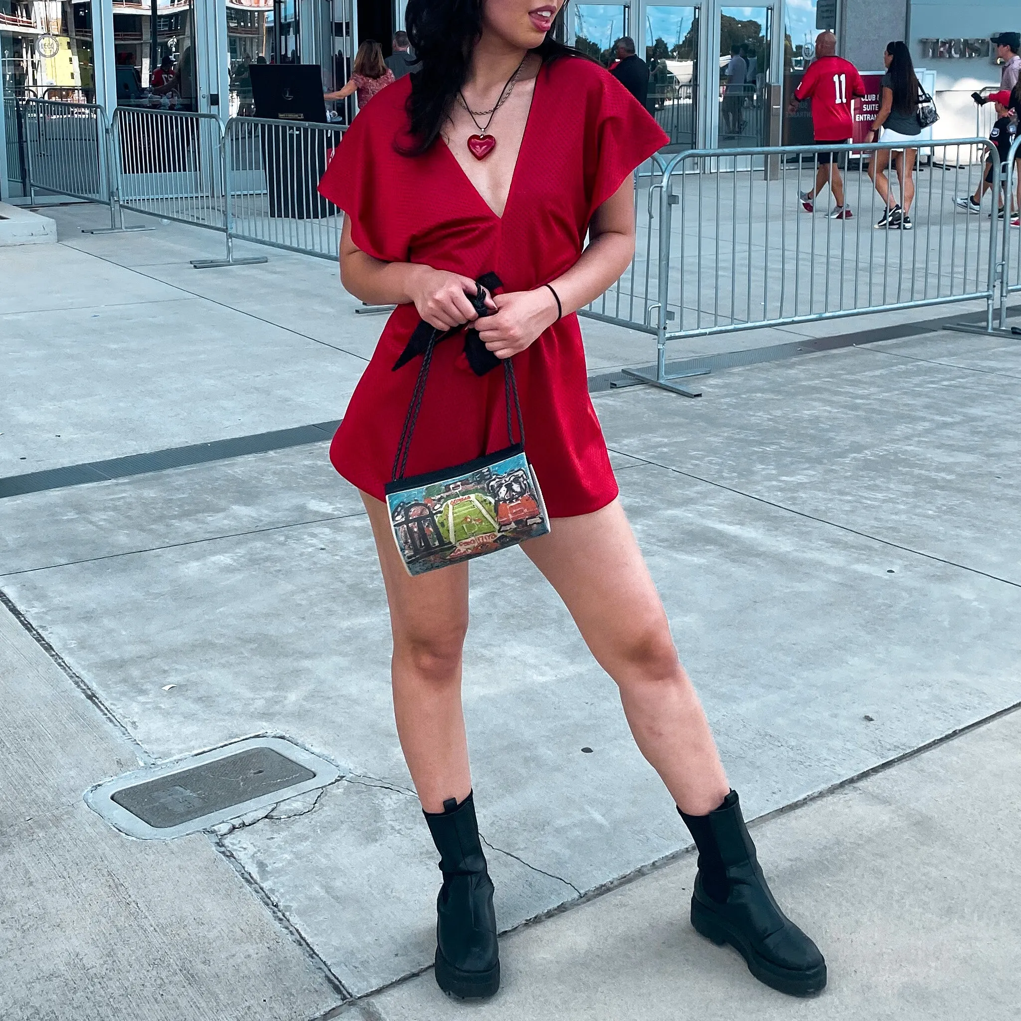 Red & Black Reversible Romper